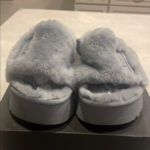 UGG Women's Soft Gray Fur Slippers